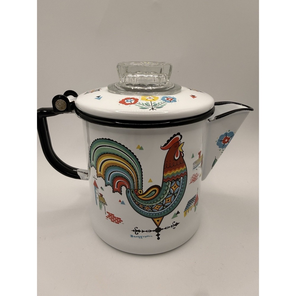 VTG BERGGREN SWEDISH ENAMEL ENAMELWARE COFFEE POT E11 - Picture 3 of 10